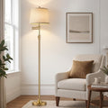 Dimmable Floor Lamp with 350° Swing Arm, 8w Bulb Included, Gold Brass
