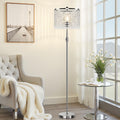 Yemela-Dimmable Crystal Floor Lamps, 1000LM LED Bulb Included, Standing Lamp with Knob Switch, Tall Silver Modern Floor Lamp