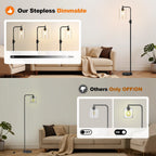 Dimmable Floor Lamp for Living Room with Glass Shade, Black Modern Industrial Floor Lamp with 900LM LED Bulb Included, Bright Standing Tall Lamp for Bedroom, Office, Reading Room, Corner