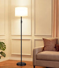 Dimmable Floor Lamp for Living Room,1000 Lumens Bulb Included, Modern Floor Lamps Simple Design with Linen Shade, Tall Standing Lamp for Bedroom Office Dining Room, Black Pole Lamp